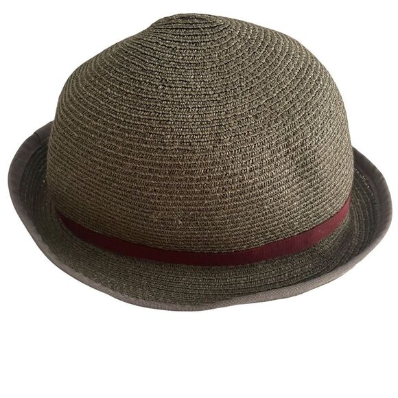 Goorin Bros Open Crown Straw Hat Khaki Green Size Medium